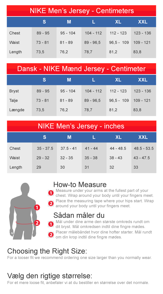 NFL Fan Gear European Size Chart for Nike NFL jerseys